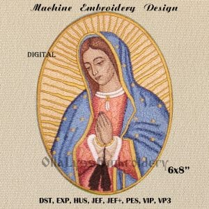 Our Lady Of Guadalupe Patch 6x8 machine embroidery design