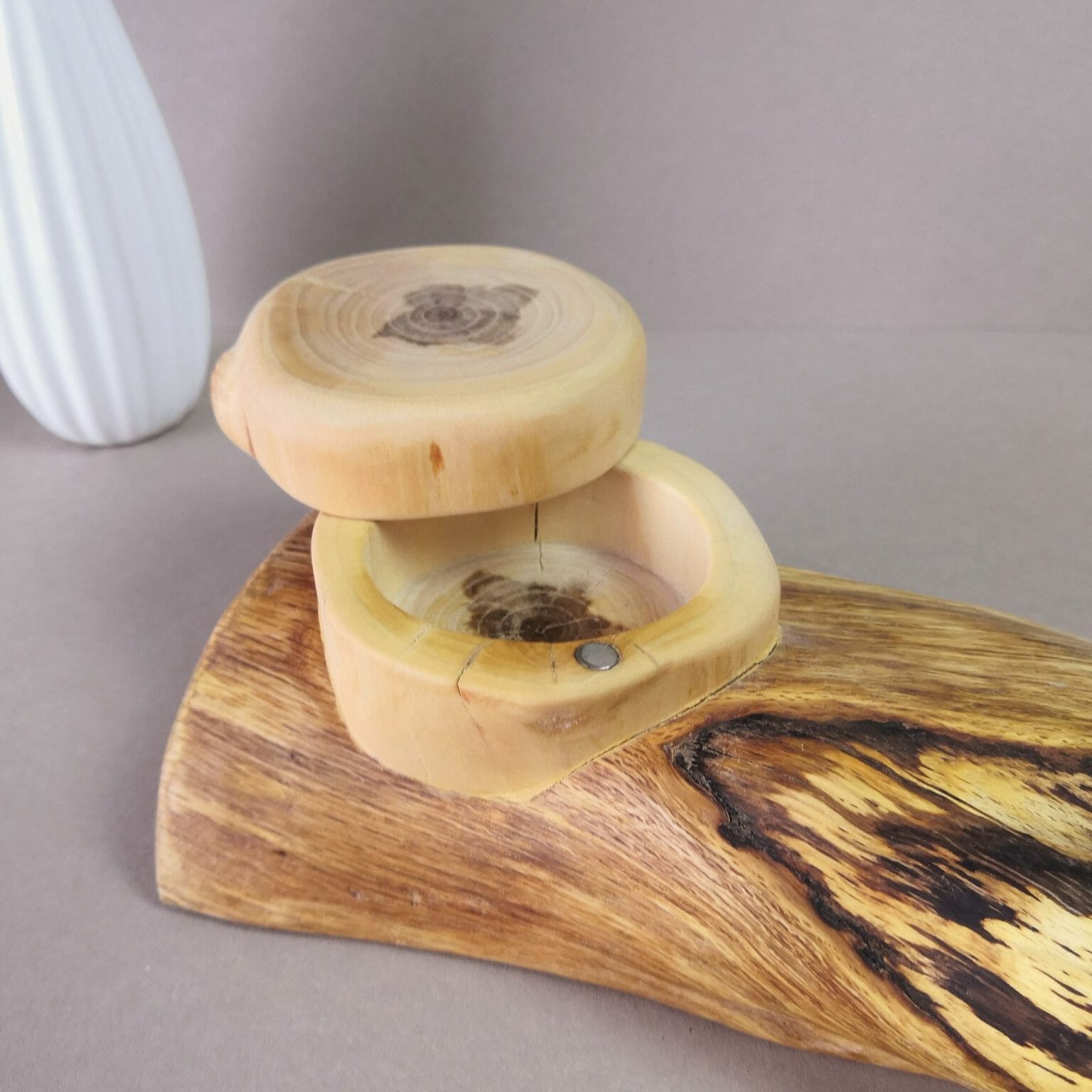 Small handmade oak box on a stand