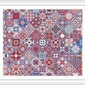 Cross stitch pattern, rhombuses, ethno, colors, geometric ornament RADOMIR