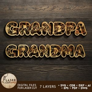 GRANDMA GRANDPA Laser Cut & Paper Cut Template Gift