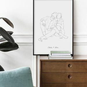 Mercado artesanal 627 Custom line drawing couple portrait