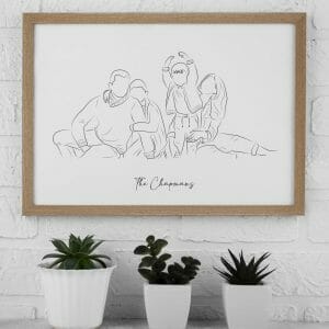 Mercado artesanal 639 Custom line drawing family gift