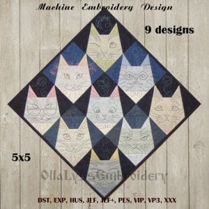 Cats Quilt Blocks 5x5 ITH embroidery designs