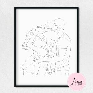 Mercado artesanal 638 Custom line drawing family portrait