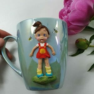 Mug with polymer clay decor online tutorial
