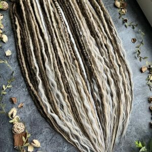 Viking dreadlocks extensions. Blonde, brown dreads and curls