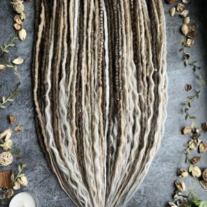 Viking dreadlocks extensions. Blonde, brown dreads and curls