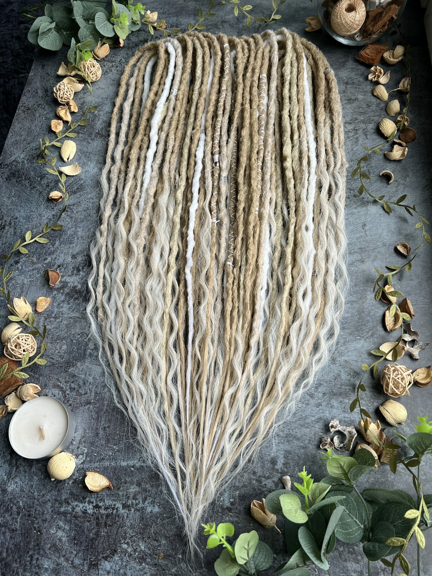 Black to gray ombre dreadlocks extensions