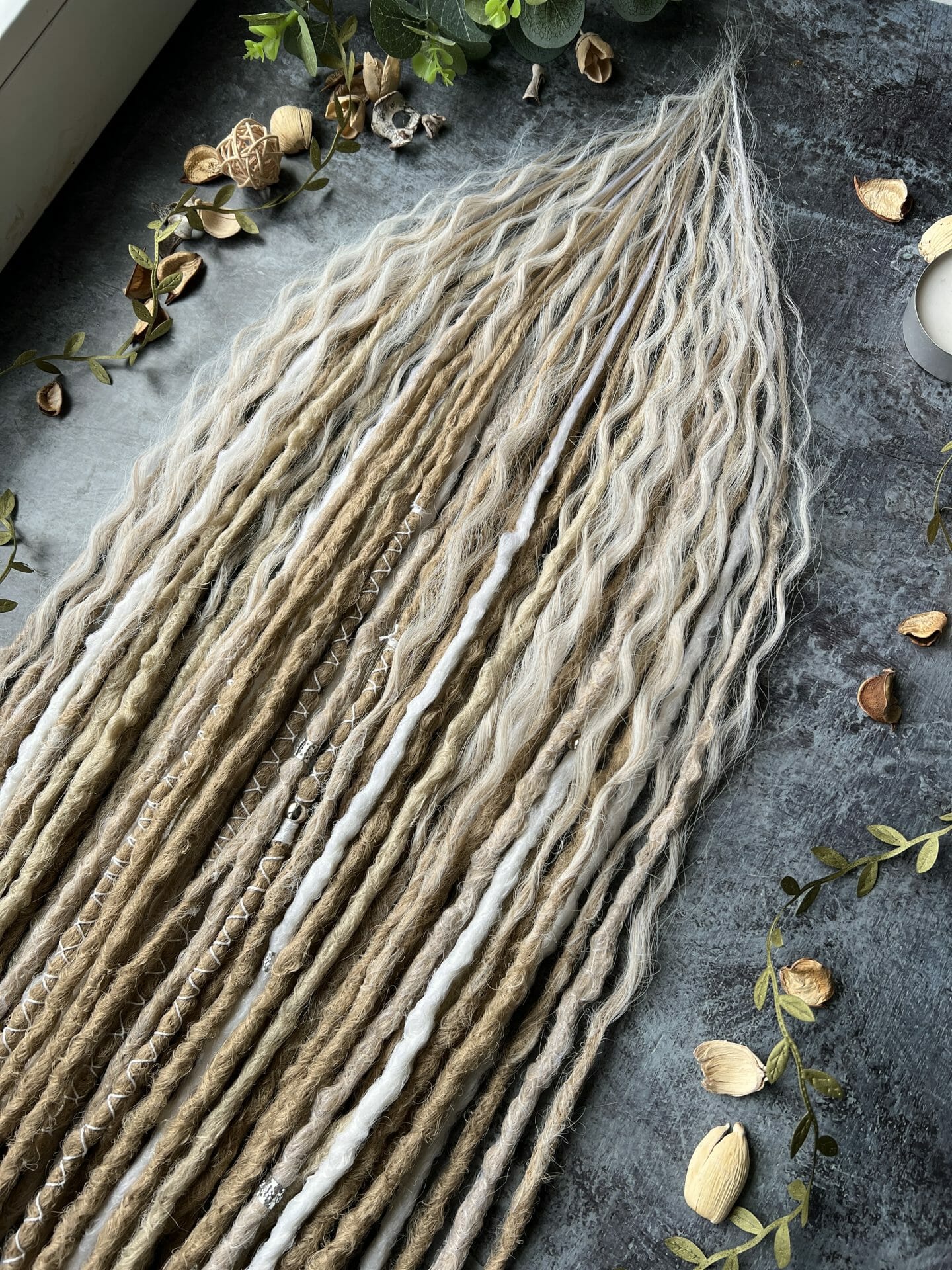 Blonde viking dreads and curls set. Boho dreads blonde 7 Blonde viking dreads and curls set. Boho dreads blonde - Image 7