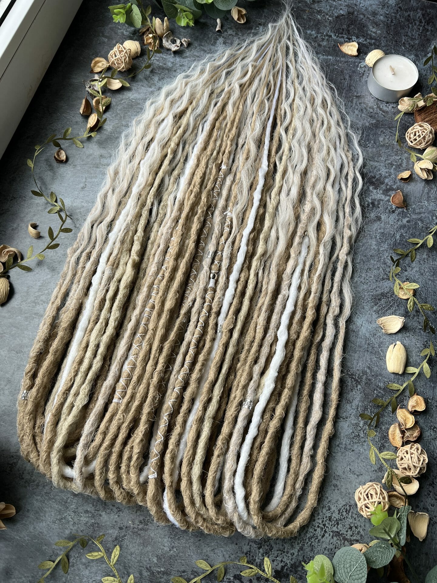 Black to gray ombre dreadlocks extensions