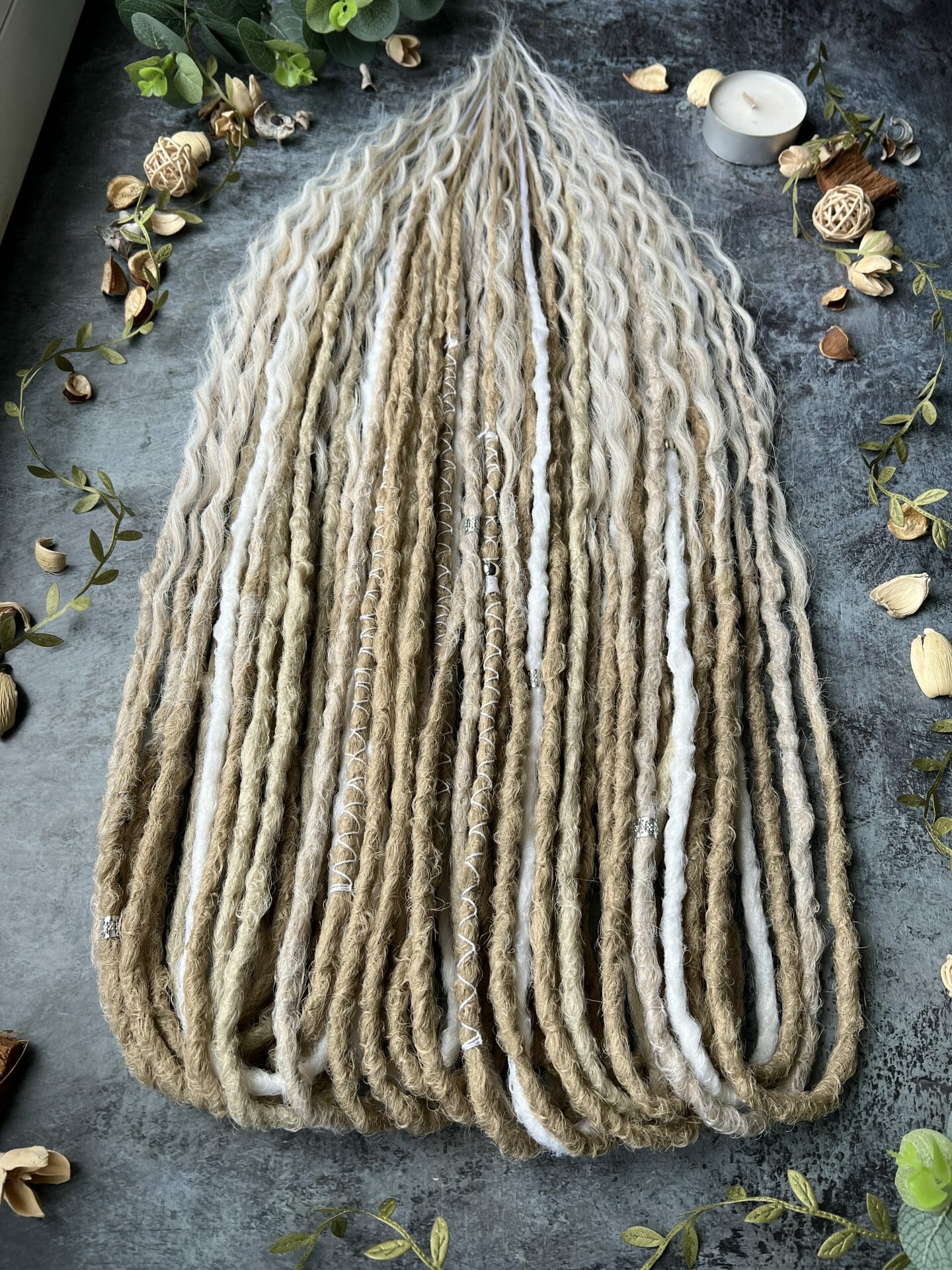 Blonde viking dreads and curls set. Boho dreads blonde 8 Blonde viking dreads and curls set. Boho dreads blonde - Image 8