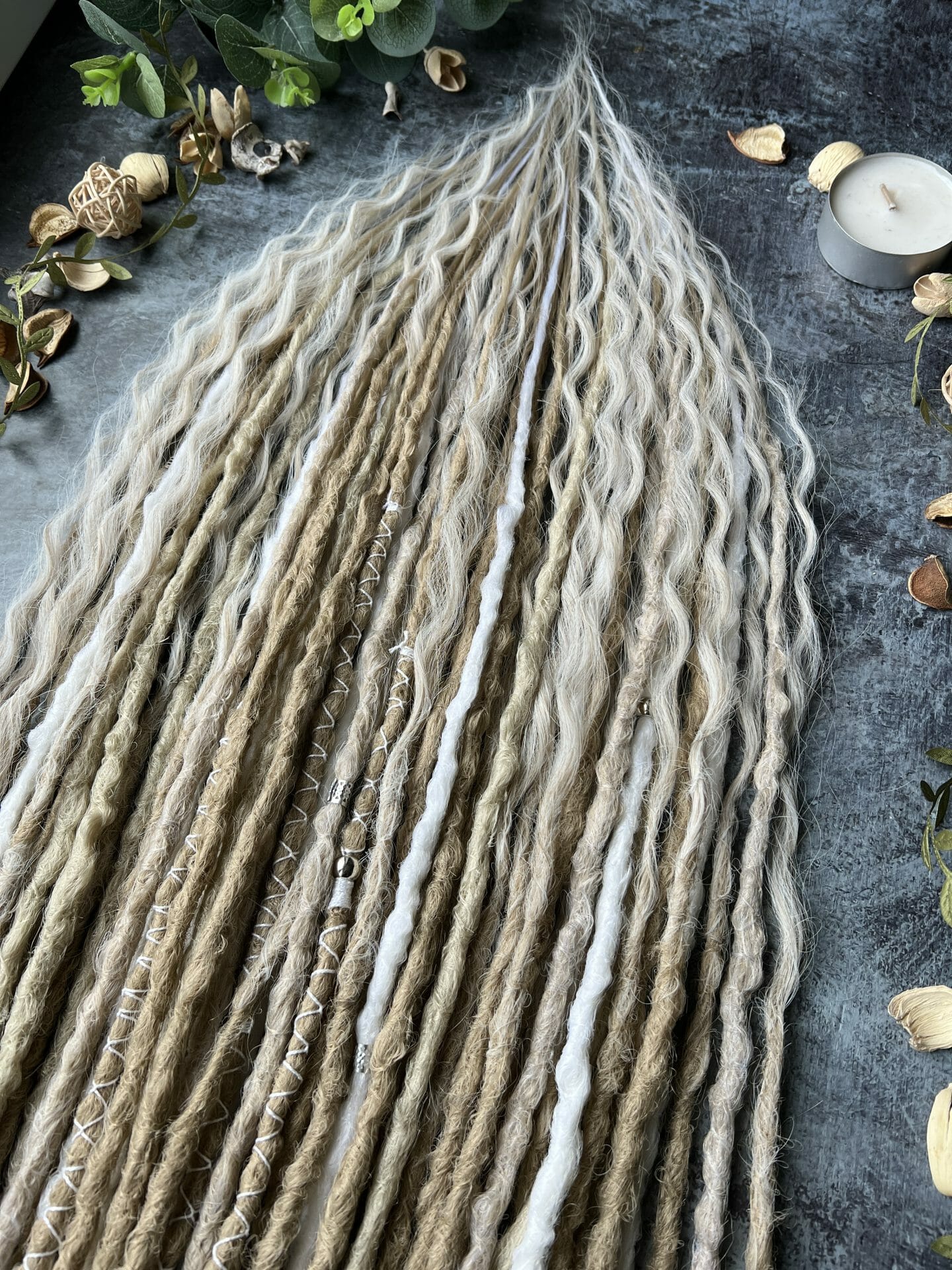 Blonde viking dreads and curls set. Boho dreads blonde 9 Blonde viking dreads and curls set. Boho dreads blonde - Image 9