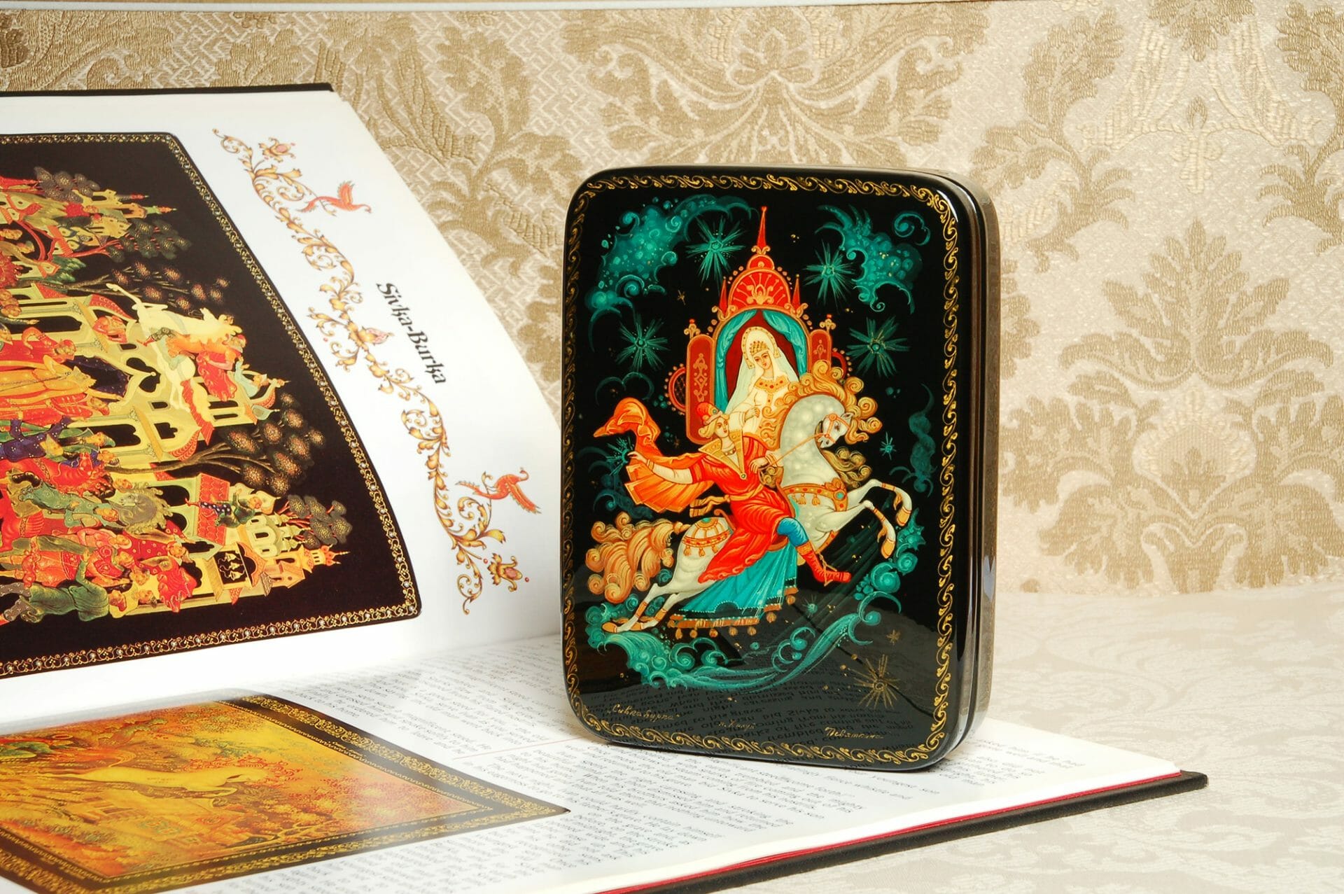 Fairy tale lacquer box Sivka-Burka hand-painted decor
