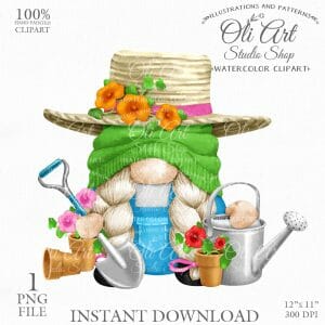Gardener Gnome Clip Art. Cute Characters.