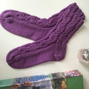 knitted violet socks