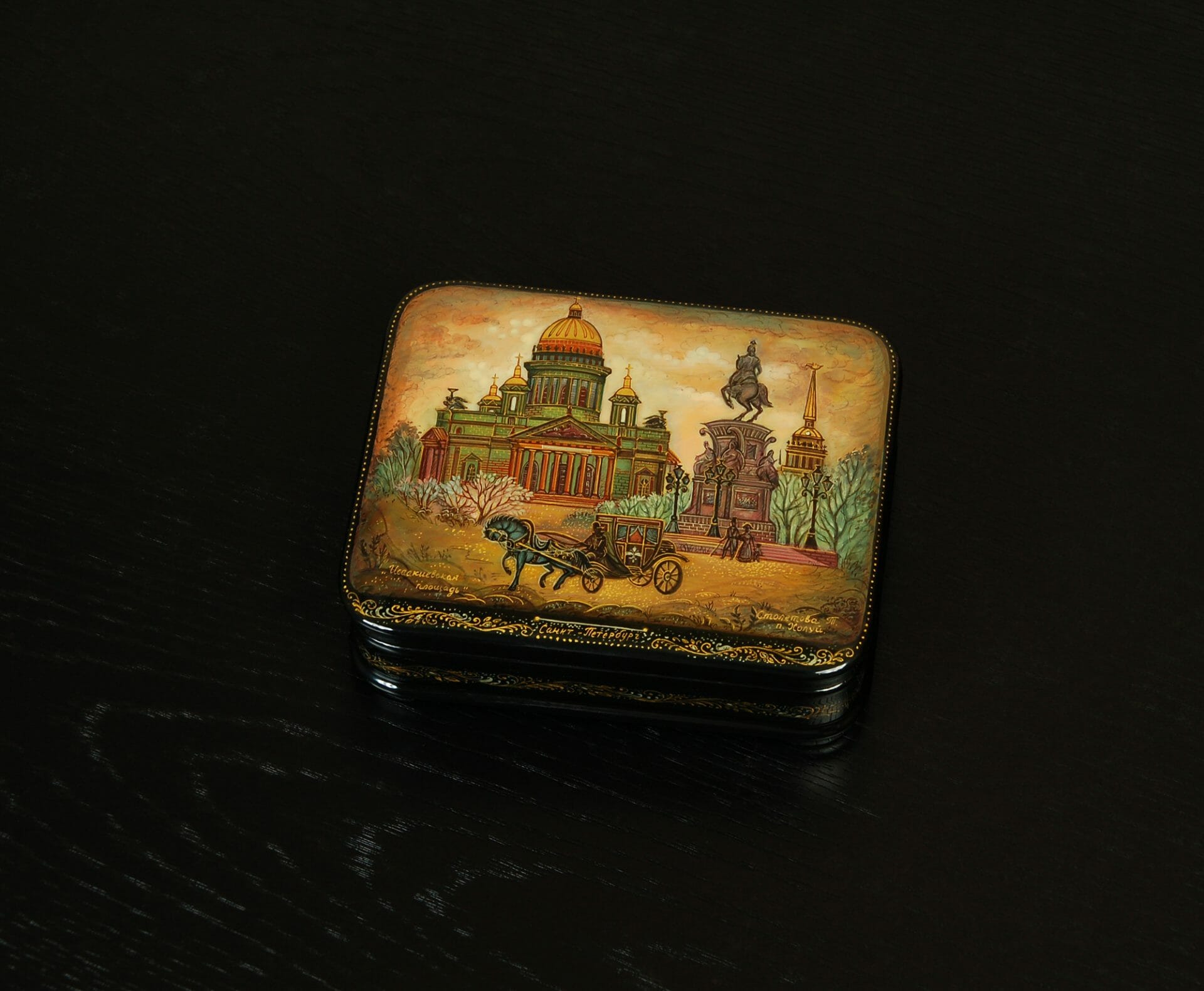 St Isaac’s square Petersburg lacquer box Russian art