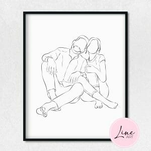 Mercado artesanal 636 Custom Line Drawing Couple Portrait
