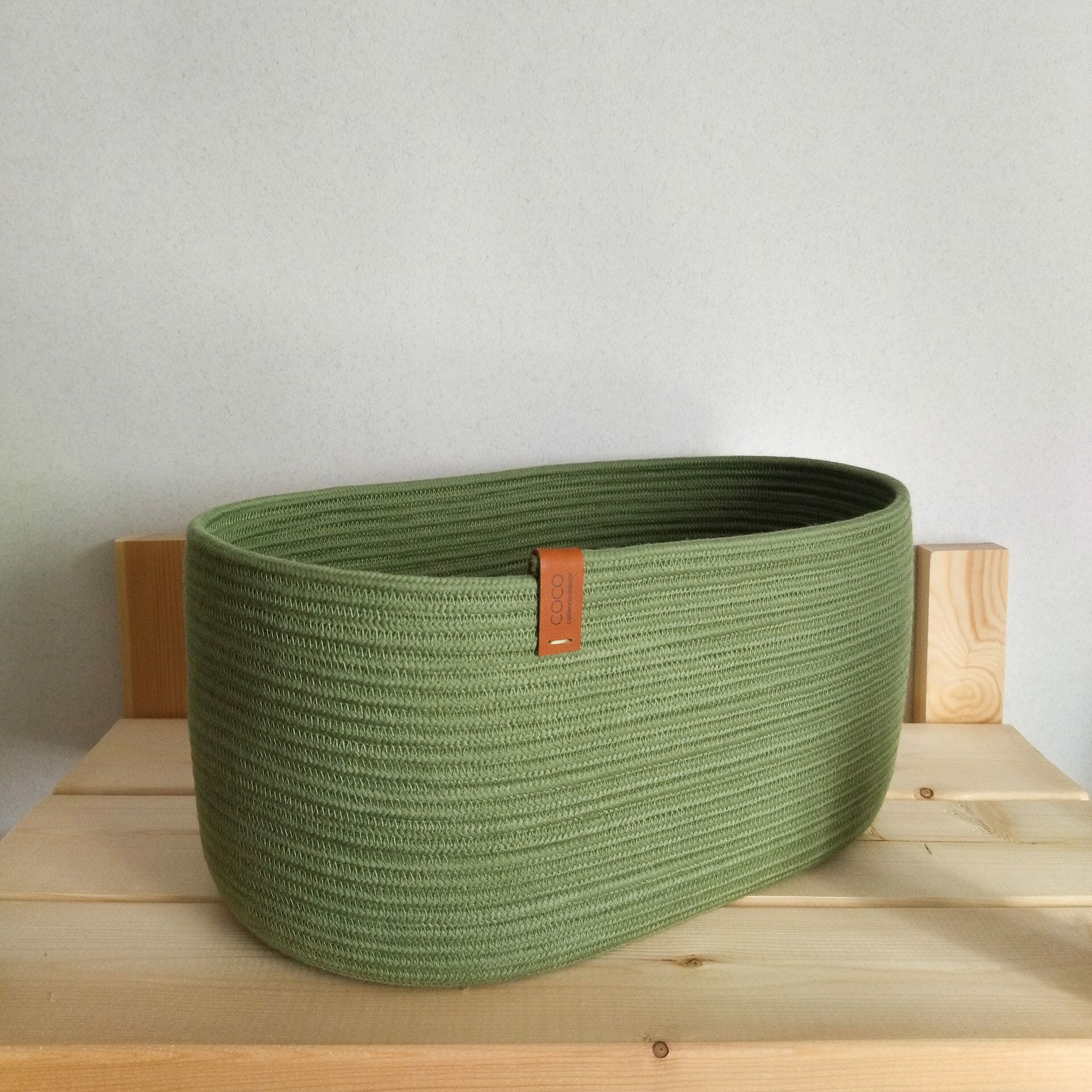 oval green rope basket