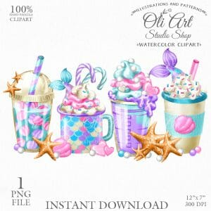 Mermaid's tail. Spice Latte. Coffee PNG. Drinks. Spring