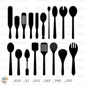 Wooden Utensils Svg Silhouette