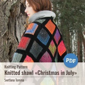 Knitting pattern triangle mitered squares shawl