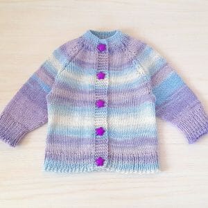 Handmade Marketplace 570 Baby Striped Cardigan, Knit Baby Cardigan, Baby Knitting Pattern