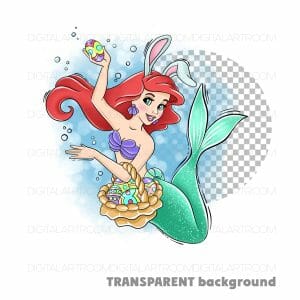 Bunny Mermaid Happy Easter Sublimation Png Art Print