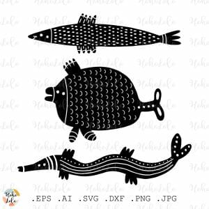 Fish Svg Linocut Scandi Clipart Png
