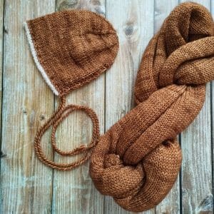 set of 100% hand-dyed merino, wrap + beanies