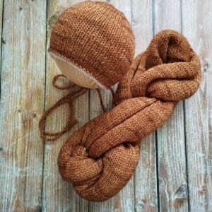 set of 100% hand-dyed merino, wrap + beanies, toy