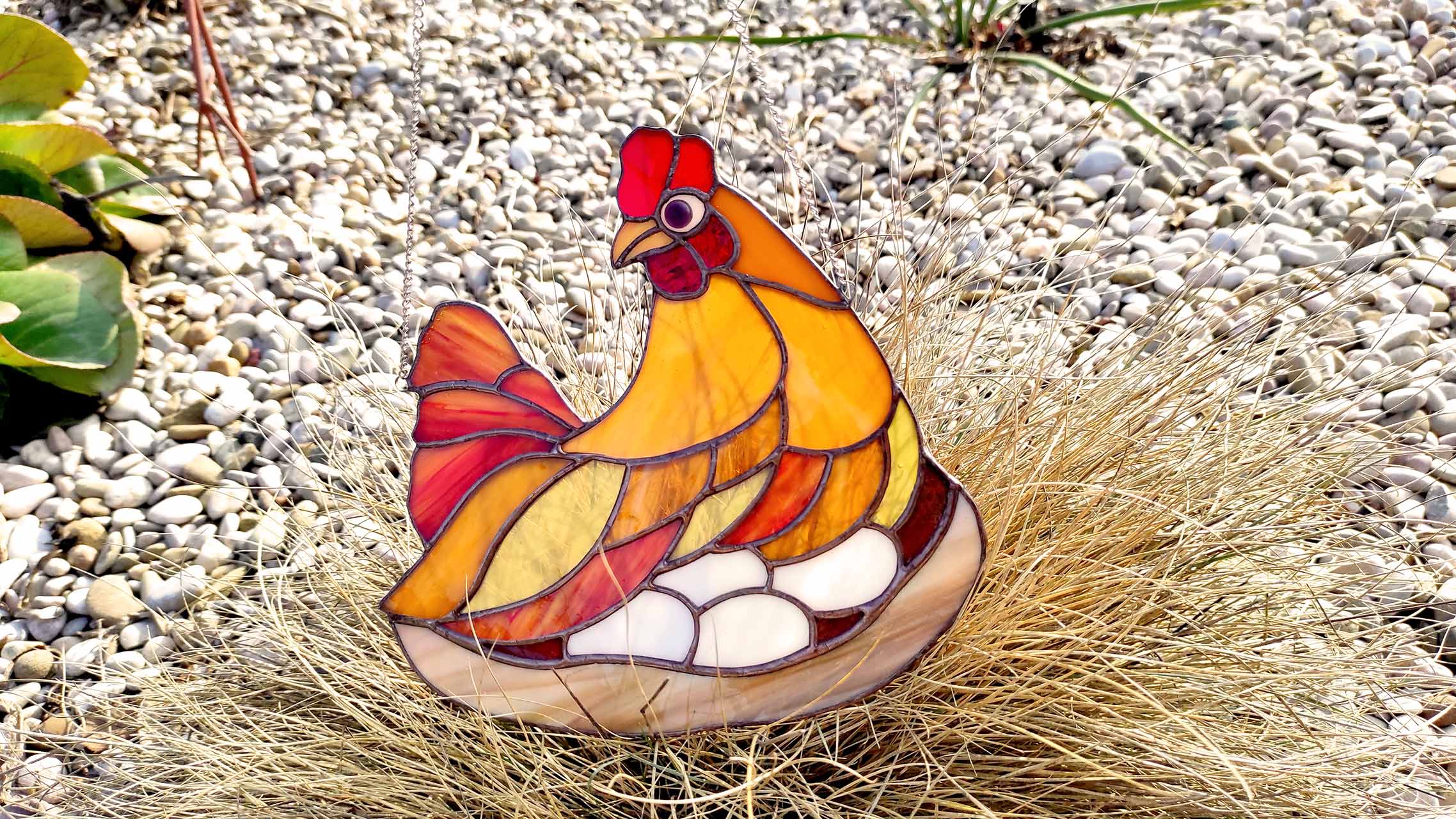 chicken stained glass panels for sale