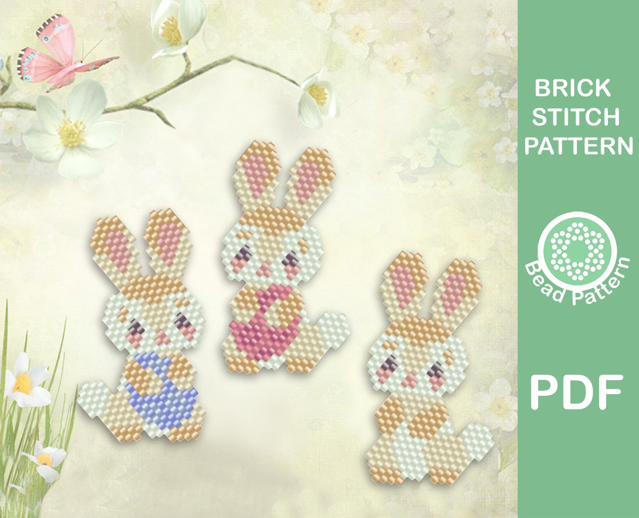 Bunny brick stitch pattern for Easter decor, ornament