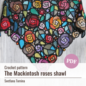 Handmade Marketplace 758 Crochet pattern freeform irish lace Mackintosh roses shawl