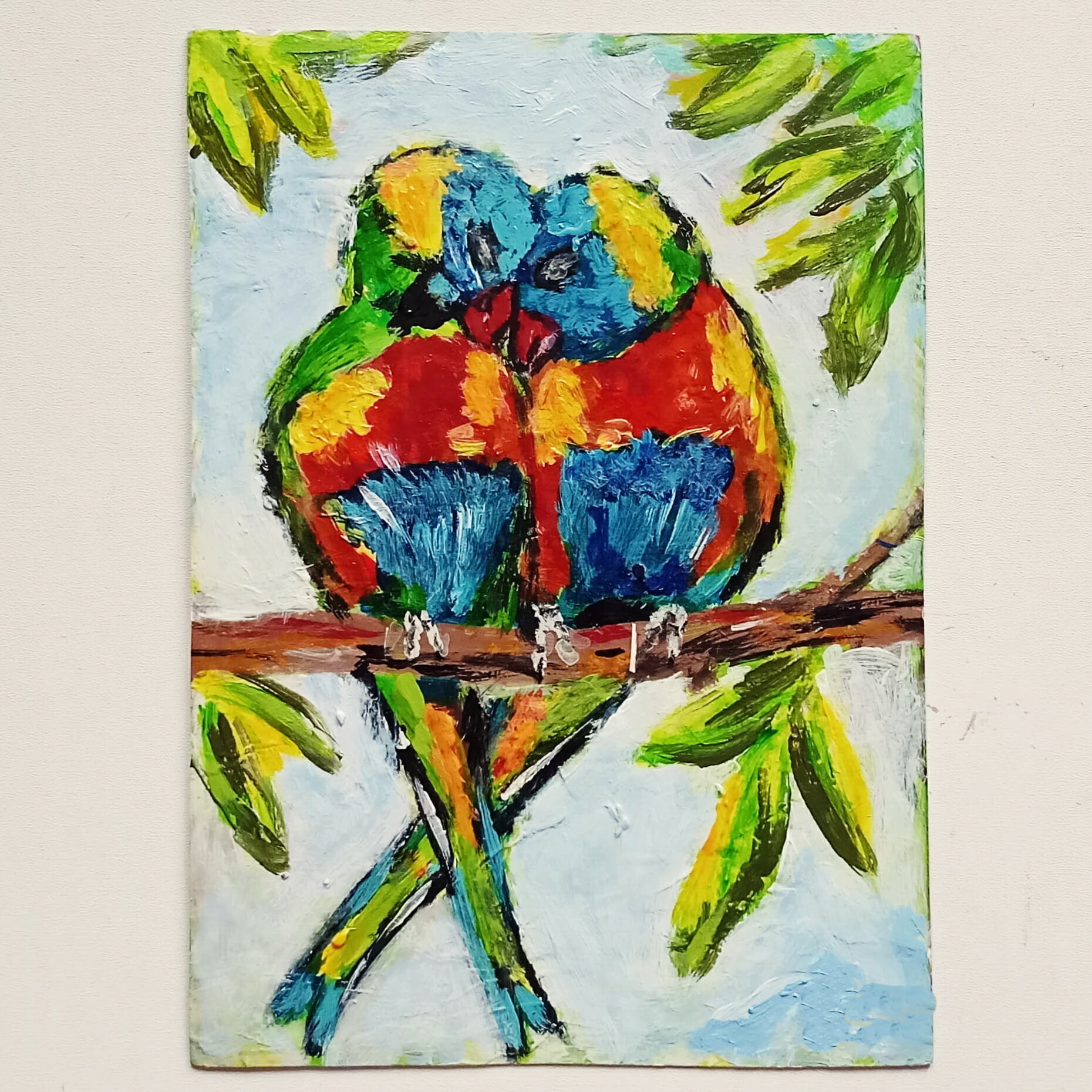 Parrots Painting Two Parrots Original Art