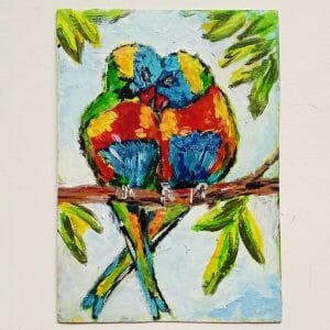 Parrots Painting Two Parrots Original Art