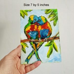 Parrots Painting Two Parrots Original Art
