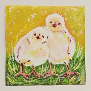 Painting Baby Chicks Bird 6x6 art