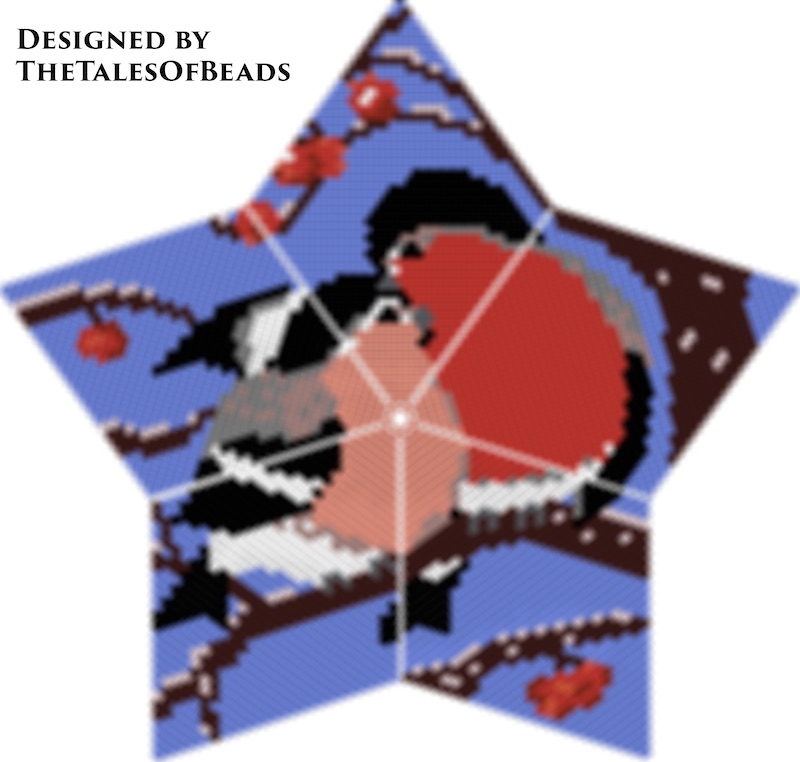 Peyote Star Pattern Bullfinches - Beaded Star Winter Birds Seed Bead Ornament 2 beading patterns for 3d peyote stars