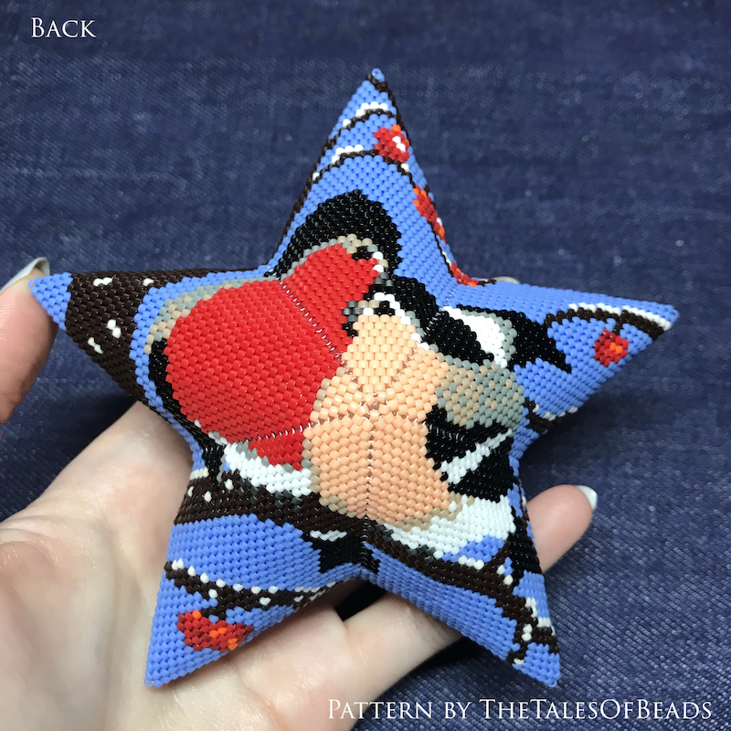 Peyote Star Pattern Bullfinches - Beaded Star Winter Birds Seed Bead Ornament 3 3d peyote star patterns