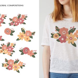 Abstract Modern Flowers clipart, Floral Illustration