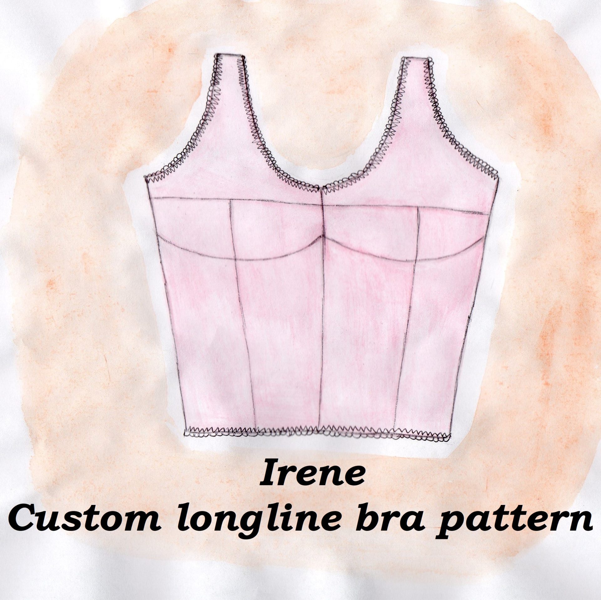 Custom wireless longline bra pattern, Cupped top pattern, Front