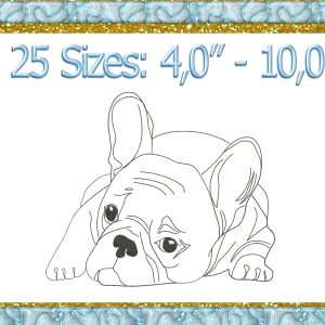 French bulldog embroidery design