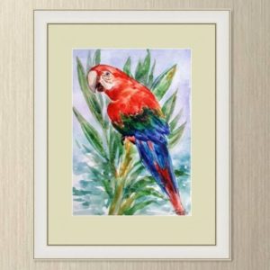 Handmade Marketplace 473 Parrot Painting Original Art 7 by 5 Painting Watercolor