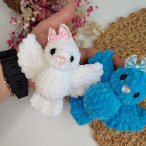 Amigurumi Crochet Pattern , knitted keychain Dove