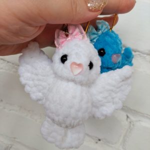 Amigurumi Crochet Pattern , knitted keychain Dove