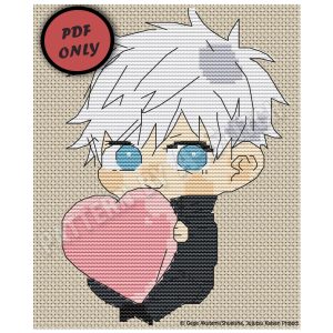 anime cross stitch pattern gojo valentine jujutsu