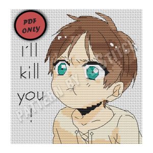anime cross stitch pattern small eren titan