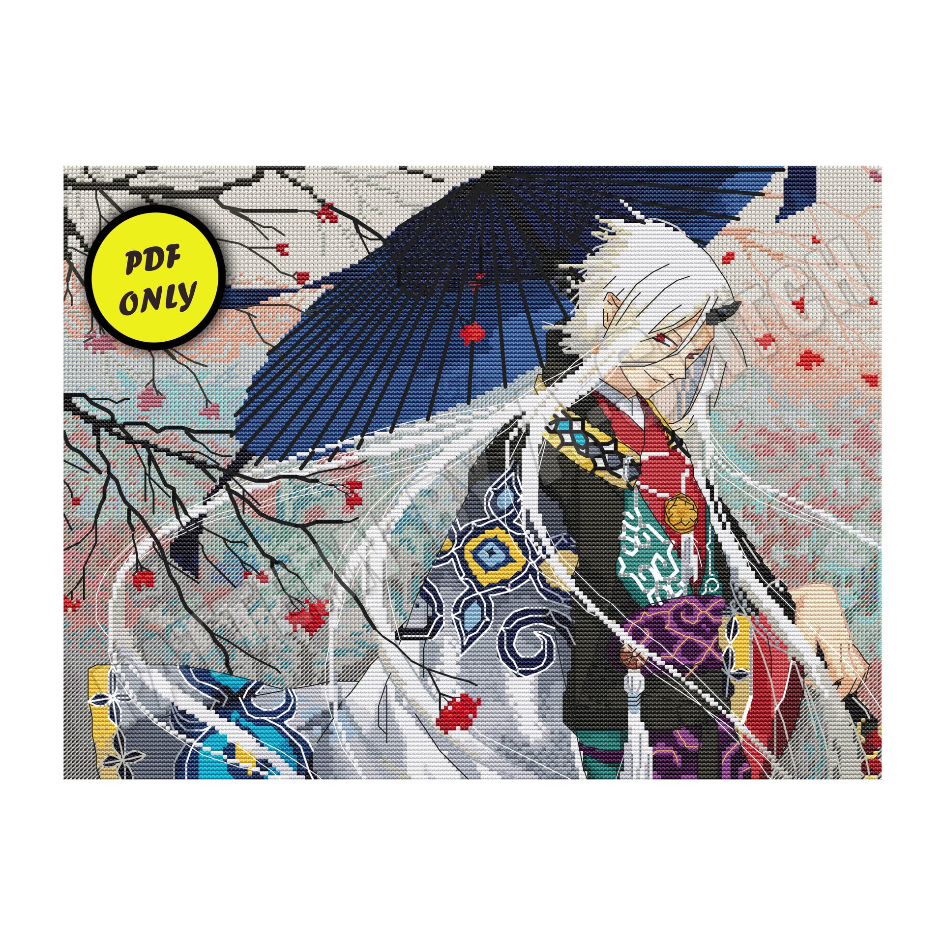 Anime cross stitch pattern Kazama Demon of the Fleeting Blossom