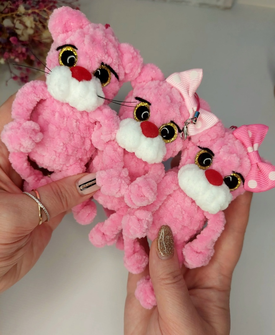 Amigurumi Crochet Pattern , knitted keychain Pink Panth 2 Amigurumi Crochet Pattern , knitted keychain Pink Panth - Image 2