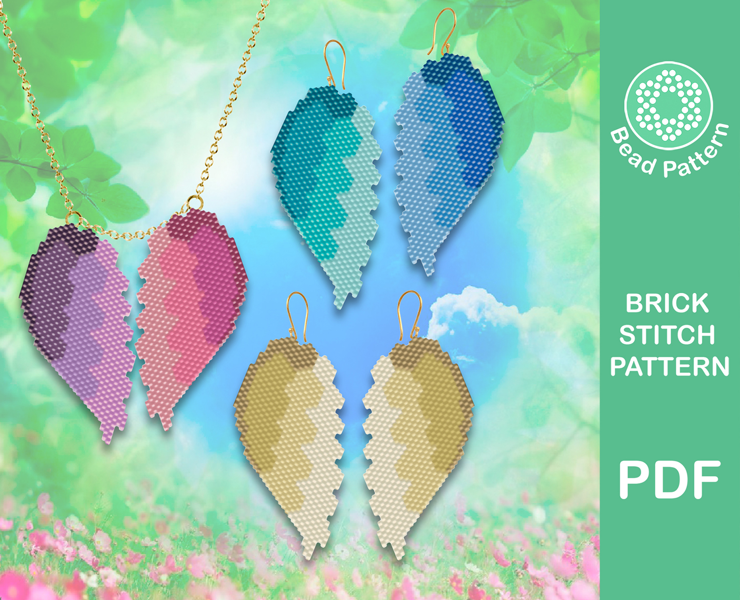 Angel wings brick stitch pattern for earrings or charm